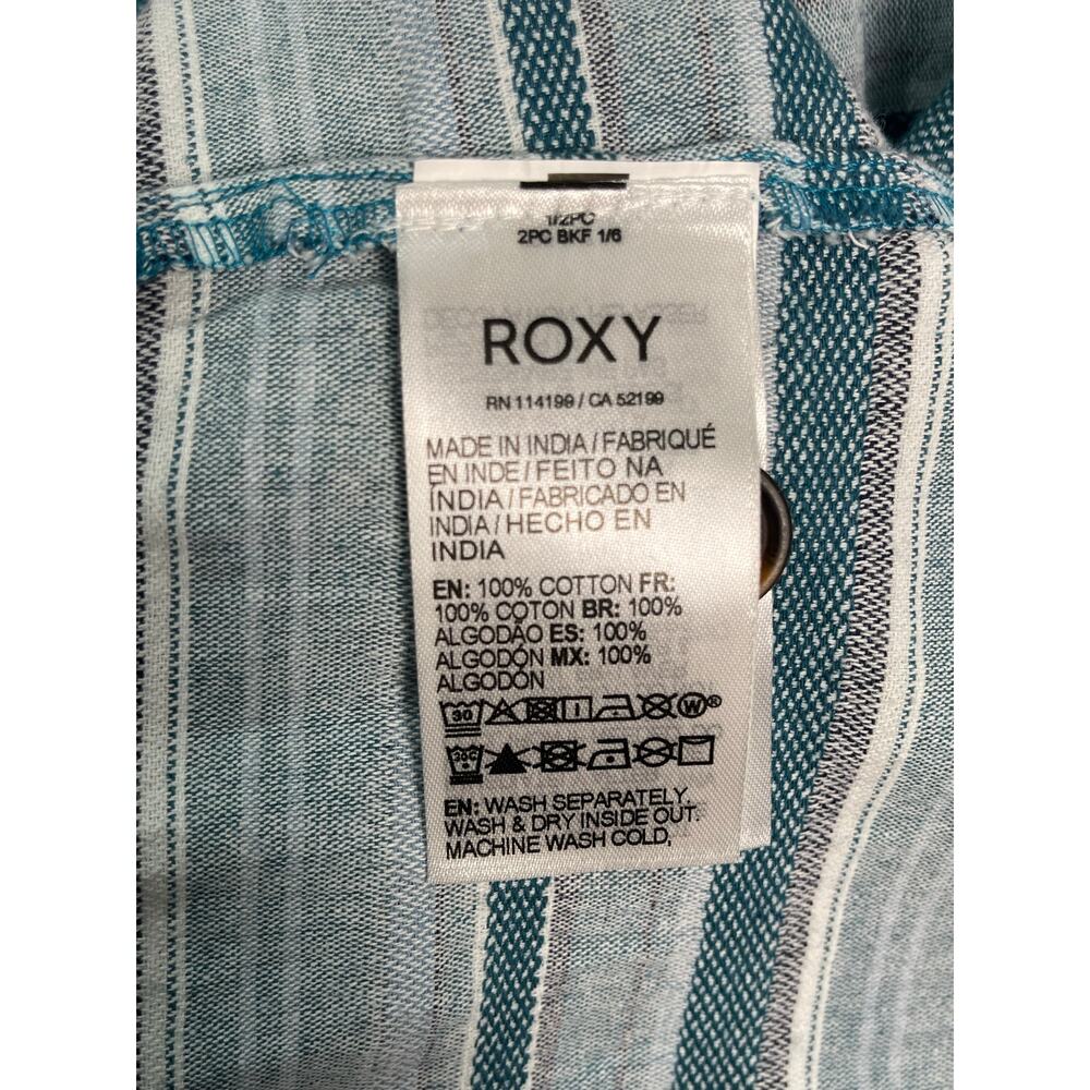 NWT Roxy Sweeter Dreams Light Blue Stripe Linen Blend Mini Dress Size Medium - Picture 7 of 8